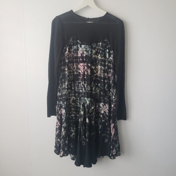 Tibi Floral Fields Long-Sleeve Ruffled Asymmetric Dress size 2 - Picture 1 of 6